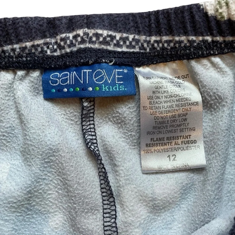 4/$25 Saint Eve Boys Wide Leg Fleece Pajama Pants Size 12 Sports Print